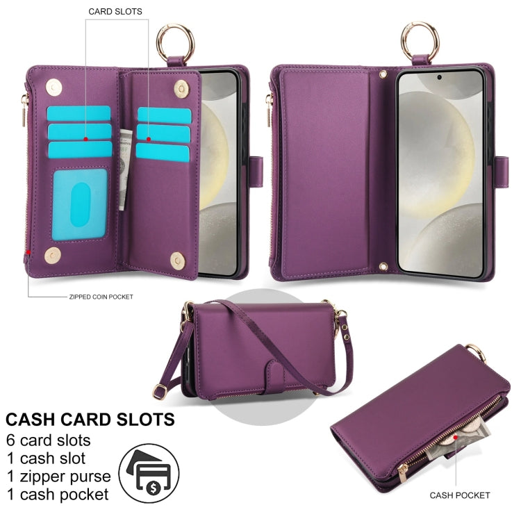 For Samsung Galaxy A54 5G Crossbody Ring Multifunctional Wallet Leather Phone Case