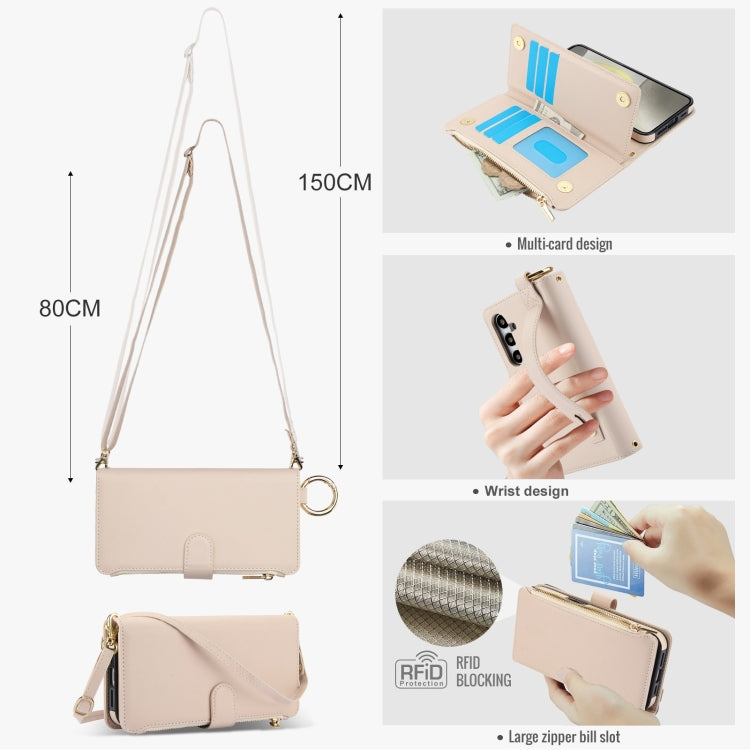 For Samsung Galaxy A15 4G / 5G Crossbody Ring Multifunctional Wallet Leather Phone Case