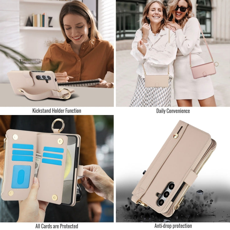 For Samsung Galaxy A15 4G / 5G Crossbody Ring Multifunctional Wallet Leather Phone Case