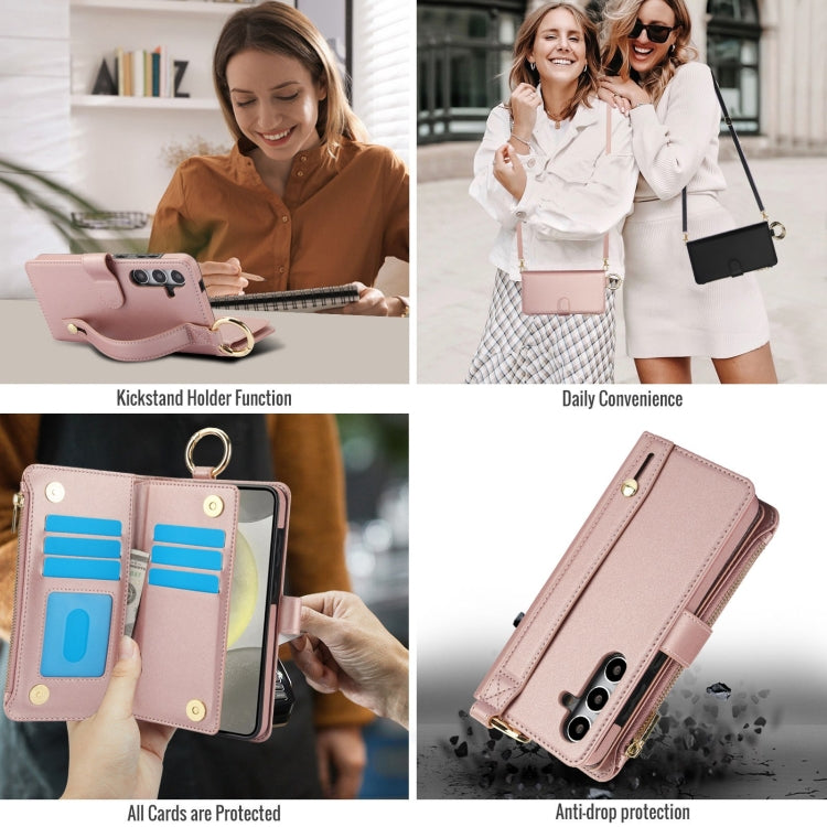 For Samsung Galaxy A15 4G / 5G Crossbody Ring Multifunctional Wallet Leather Phone Case