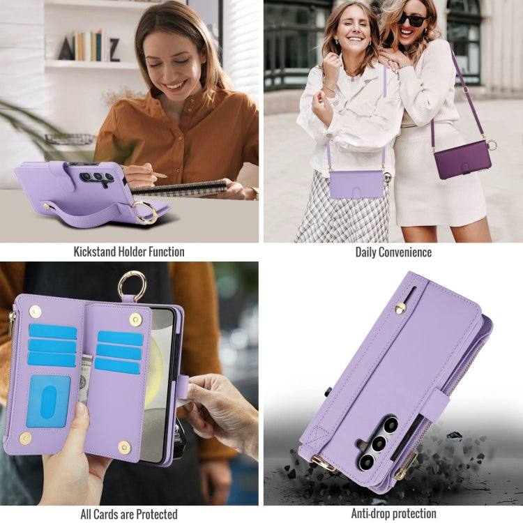 For Samsung Galaxy A15 4G / 5G Crossbody Ring Multifunctional Wallet Leather Phone Case