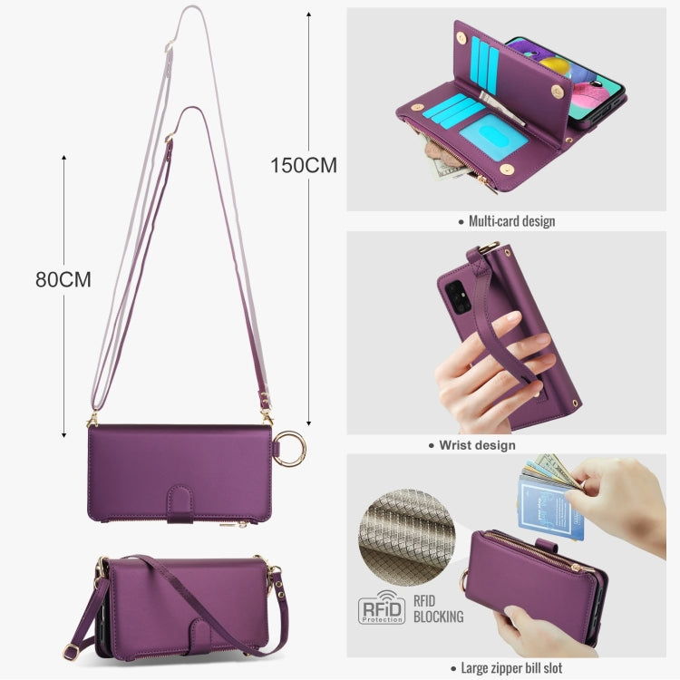 For Samsung Galaxy A51 4G Crossbody Ring Multifunctional Wallet Leather Phone Case