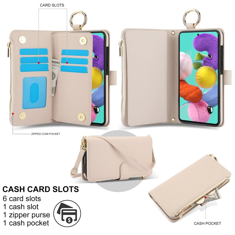 For Samsung Galaxy A71 4G Crossbody Ring Multifunctional Wallet Leather Phone Case