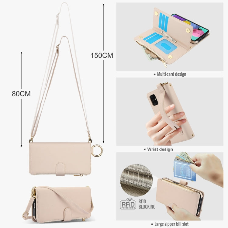 For Samsung Galaxy A71 4G Crossbody Ring Multifunctional Wallet Leather Phone Case