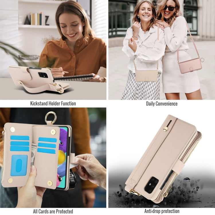 For Samsung Galaxy A71 4G Crossbody Ring Multifunctional Wallet Leather Phone Case