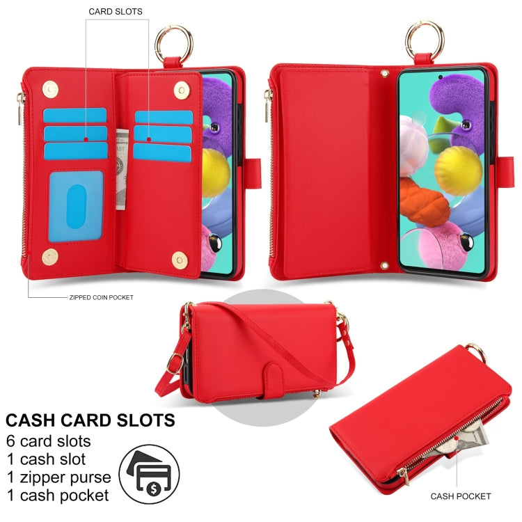 For Samsung Galaxy A71 4G Crossbody Ring Multifunctional Wallet Leather Phone Case