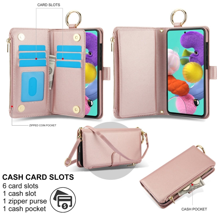 For Samsung Galaxy A71 4G Crossbody Ring Multifunctional Wallet Leather Phone Case