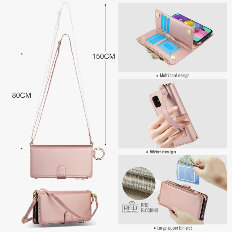 For Samsung Galaxy A71 4G Crossbody Ring Multifunctional Wallet Leather Phone Case