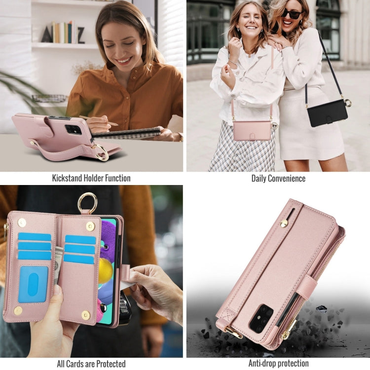 For Samsung Galaxy A71 4G Crossbody Ring Multifunctional Wallet Leather Phone Case