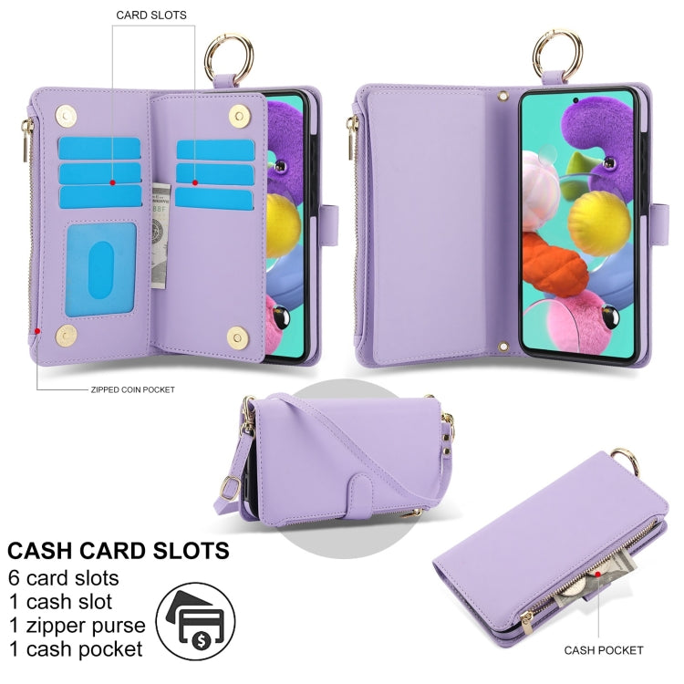For Samsung Galaxy A71 4G Crossbody Ring Multifunctional Wallet Leather Phone Case