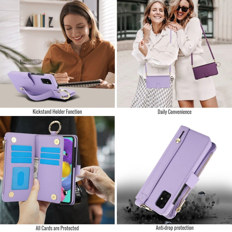 For Samsung Galaxy A71 4G Crossbody Ring Multifunctional Wallet Leather Phone Case