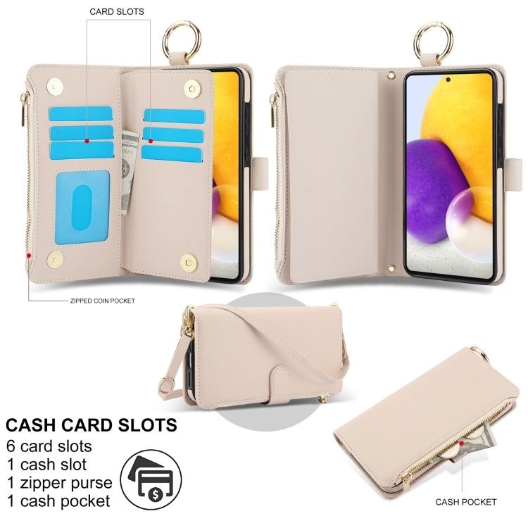 For Samsung Galaxy A52 4G / 5G Crossbody Ring Multifunctional Wallet Leather Phone Case