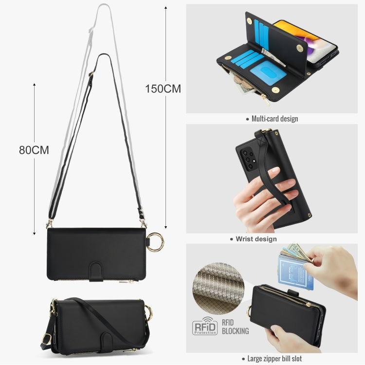 For Samsung Galaxy A52 4G / 5G Crossbody Ring Multifunctional Wallet Leather Phone Case