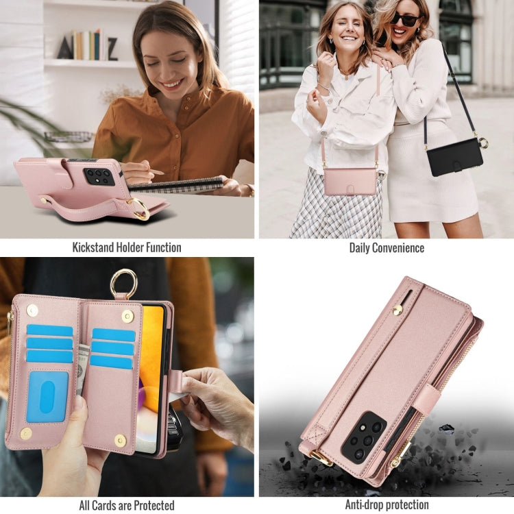 For Samsung Galaxy A52 4G / 5G Crossbody Ring Multifunctional Wallet Leather Phone Case