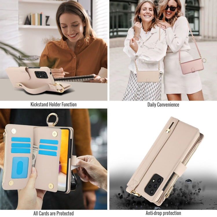 For Samsung Galaxy A73 4G / 5G Crossbody Ring Multifunctional Wallet Leather Phone Case