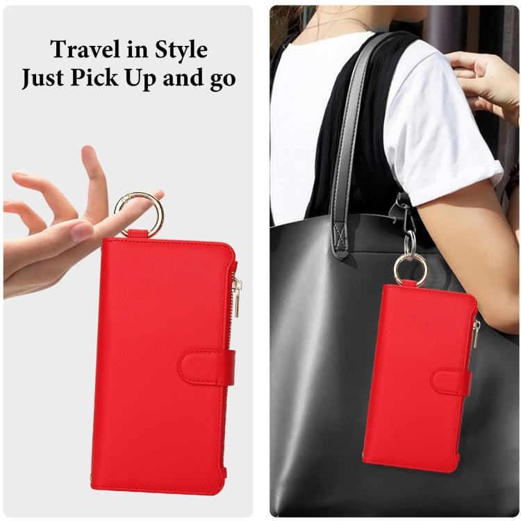 For Samsung Galaxy A73 4G / 5G Crossbody Ring Multifunctional Wallet Leather Phone Case