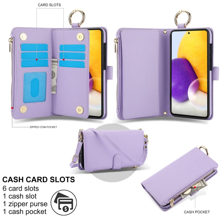 For Samsung Galaxy A53 4G / 5G Crossbody Ring Multifunctional Wallet Leather Phone Case