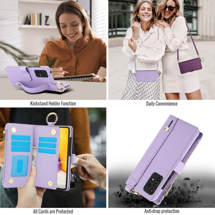 For Samsung Galaxy A53 4G / 5G Crossbody Ring Multifunctional Wallet Leather Phone Case