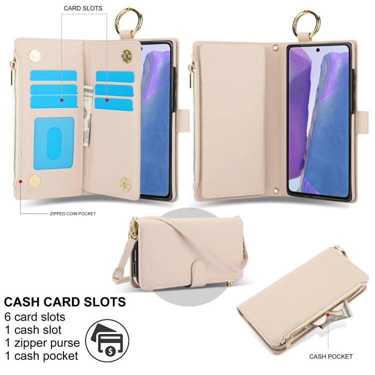 For Samsung Galaxy Note20 Crossbody Ring Multifunctional Wallet Leather Phone Case