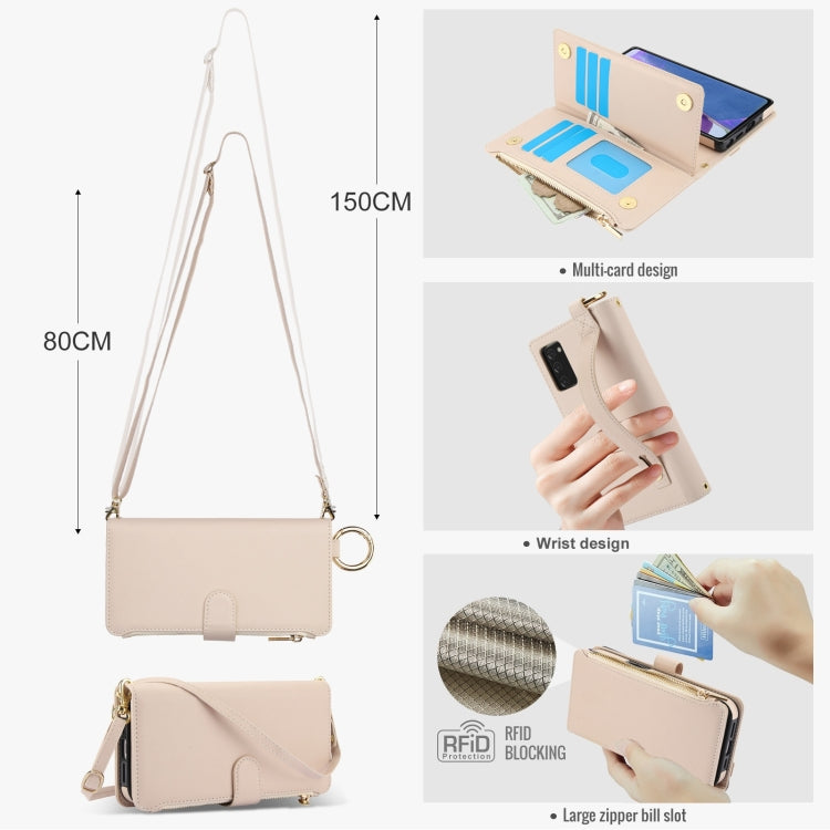 For Samsung Galaxy Note20 Crossbody Ring Multifunctional Wallet Leather Phone Case