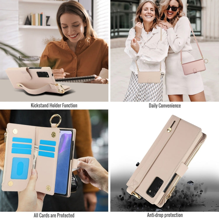 For Samsung Galaxy Note20 Crossbody Ring Multifunctional Wallet Leather Phone Case