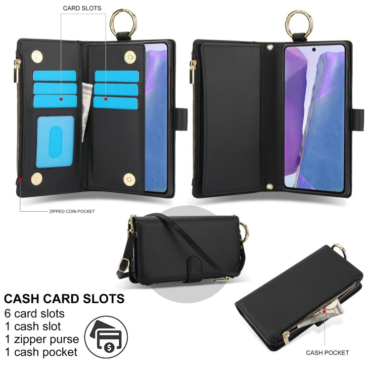 For Samsung Galaxy Note20 Crossbody Ring Multifunctional Wallet Leather Phone Case