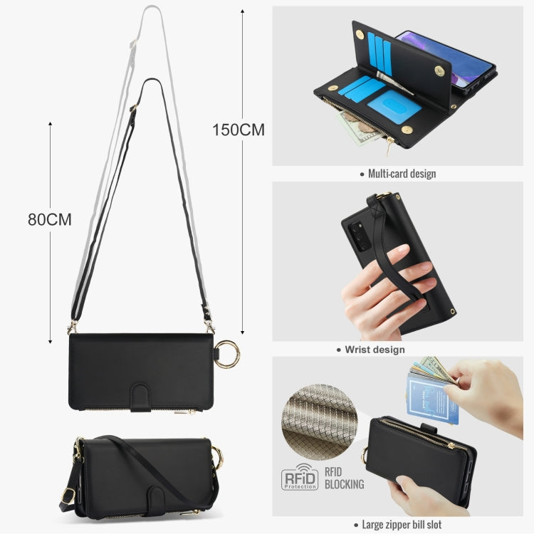 For Samsung Galaxy Note20 Crossbody Ring Multifunctional Wallet Leather Phone Case