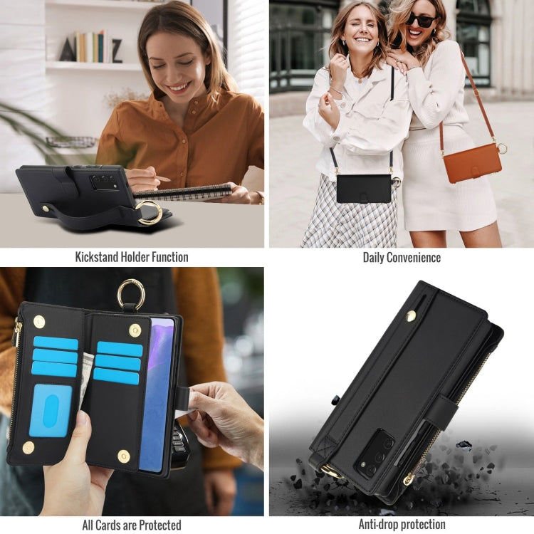 For Samsung Galaxy Note20 Crossbody Ring Multifunctional Wallet Leather Phone Case