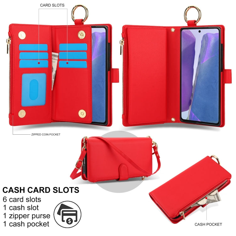 For Samsung Galaxy Note20 Crossbody Ring Multifunctional Wallet Leather Phone Case