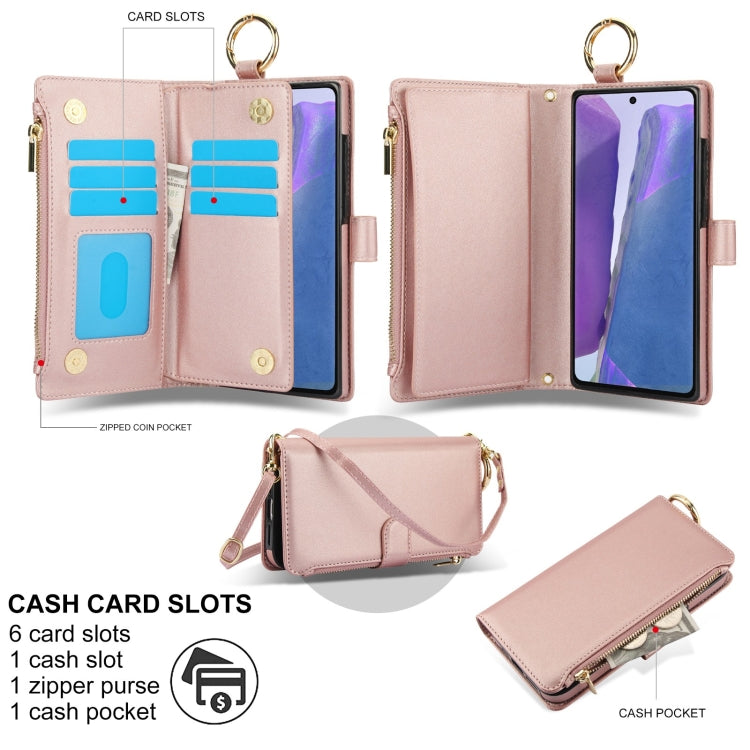 For Samsung Galaxy Note20 Crossbody Ring Multifunctional Wallet Leather Phone Case
