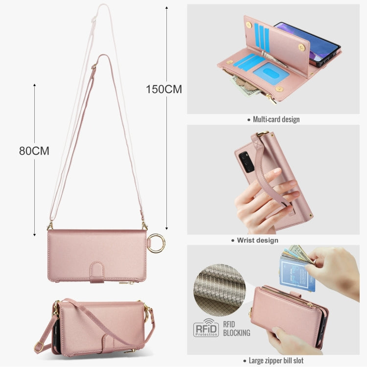 For Samsung Galaxy Note20 Crossbody Ring Multifunctional Wallet Leather Phone Case