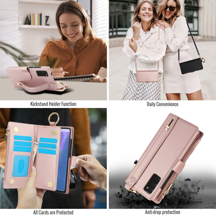 For Samsung Galaxy Note20 Crossbody Ring Multifunctional Wallet Leather Phone Case