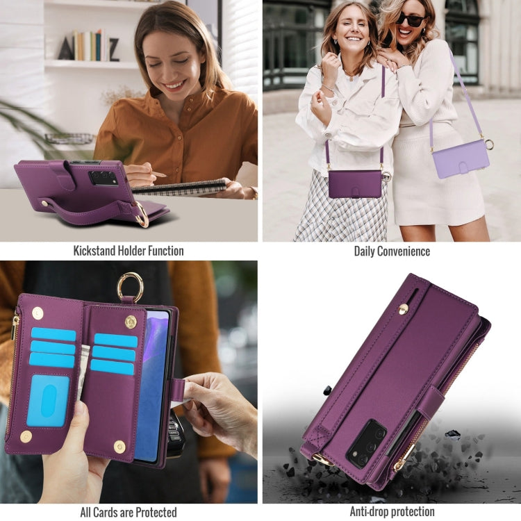 For Samsung Galaxy Note20 Crossbody Ring Multifunctional Wallet Leather Phone Case