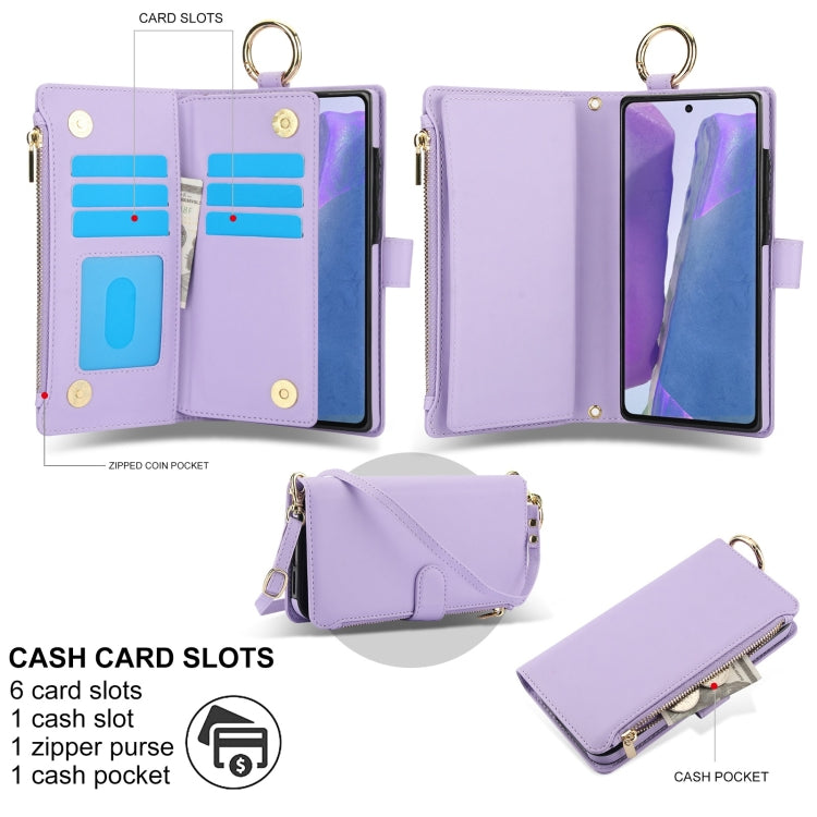 For Samsung Galaxy Note20 Crossbody Ring Multifunctional Wallet Leather Phone Case