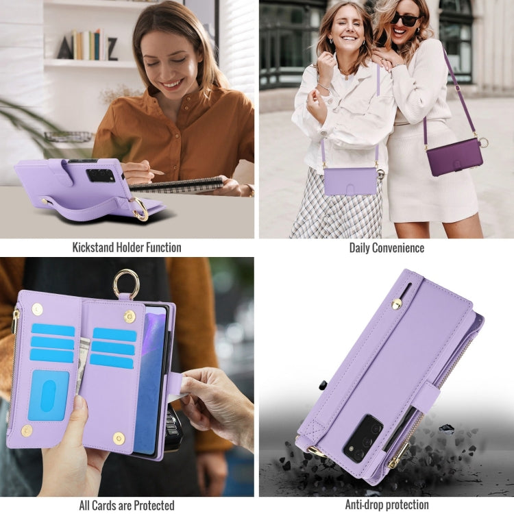 For Samsung Galaxy Note20 Crossbody Ring Multifunctional Wallet Leather Phone Case