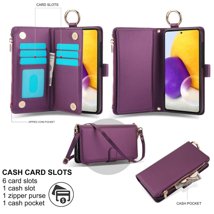 For Samsung Galaxy Note20 Ultra Crossbody Ring Multifunctional Wallet Leather Phone Case