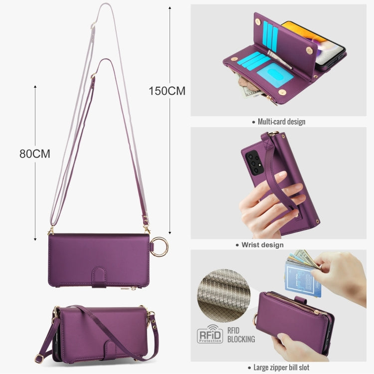 For Samsung Galaxy Note20 Ultra Crossbody Ring Multifunctional Wallet Leather Phone Case