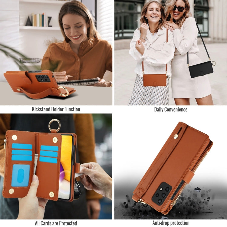 For Samsung Galaxy Note20 Ultra Crossbody Ring Multifunctional Wallet Leather Phone Case