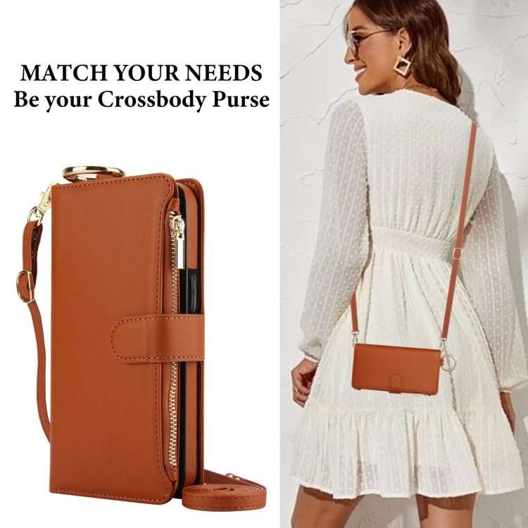 For Samsung Galaxy Note20 Ultra Crossbody Ring Multifunctional Wallet Leather Phone Case