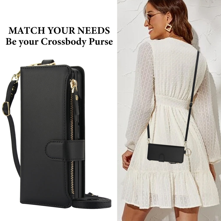 For Samsung Galaxy Z Fold6 Crossbody Ring Multifunctional Wallet Fold Leather Phone Case