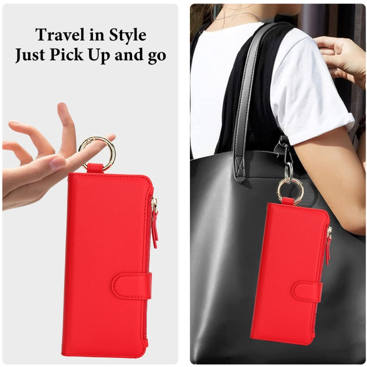 For Samsung Galaxy Z Fold5 Crossbody Ring Multifunctional Wallet Fold Leather Phone Case