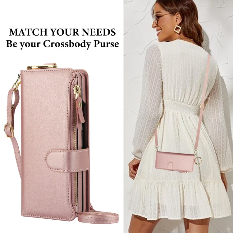 For Samsung Galaxy Z Fold5 Crossbody Ring Multifunctional Wallet Fold Leather Phone Case
