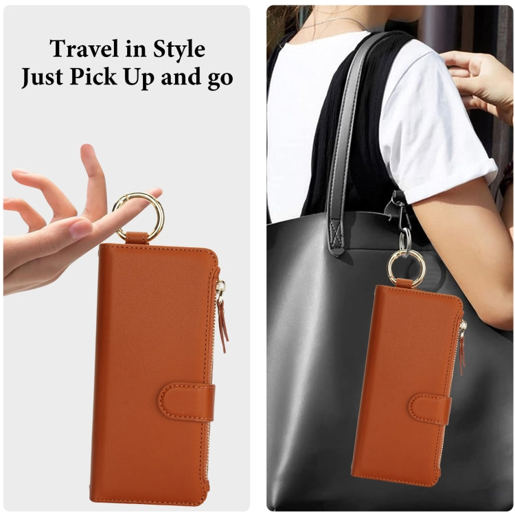 For Samsung Galaxy Z Fold5 Crossbody Ring Multifunctional Wallet Fold Leather Phone Case