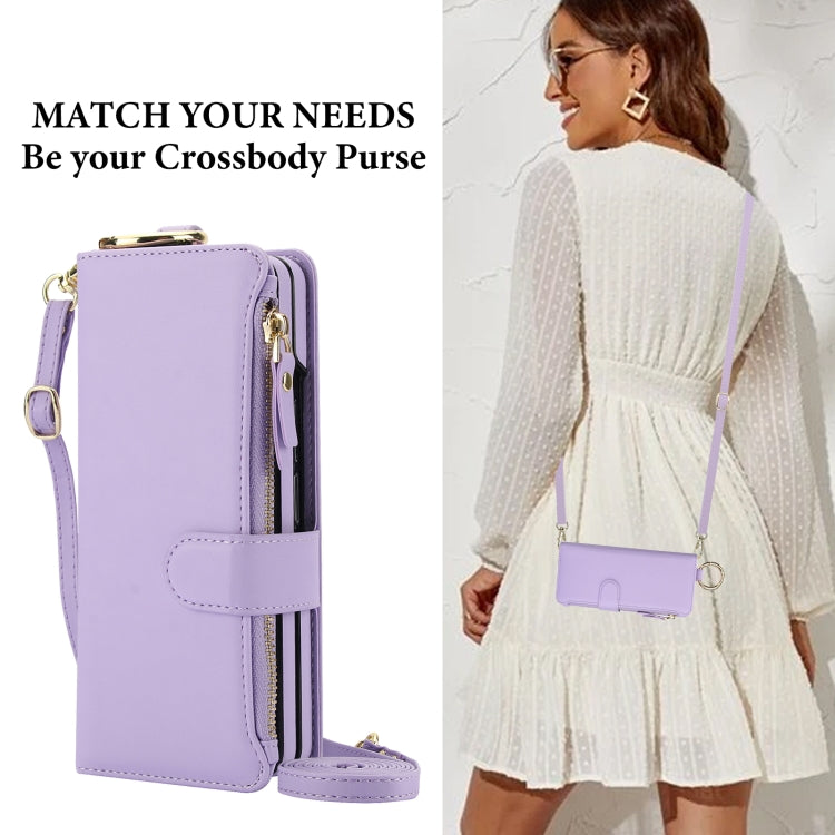 For Samsung Galaxy Z Fold3 5G Crossbody Ring Multifunctional Wallet Fold Leather Phone Case