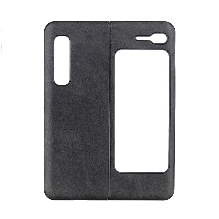 For Samsung Galaxy Fold 5G Two-color Cowhide Texture Top-grain Leather + PC + TPU Shockproof Protective Case