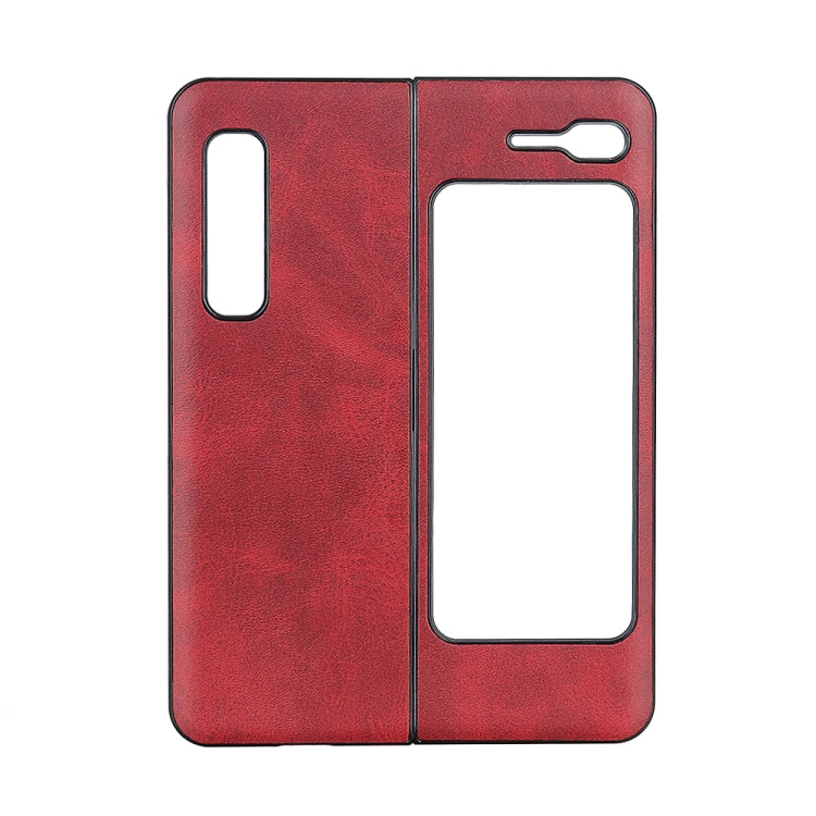 For Samsung Galaxy Fold 5G Two-color Cowhide Texture Top-grain Leather + PC + TPU Shockproof Protective Case