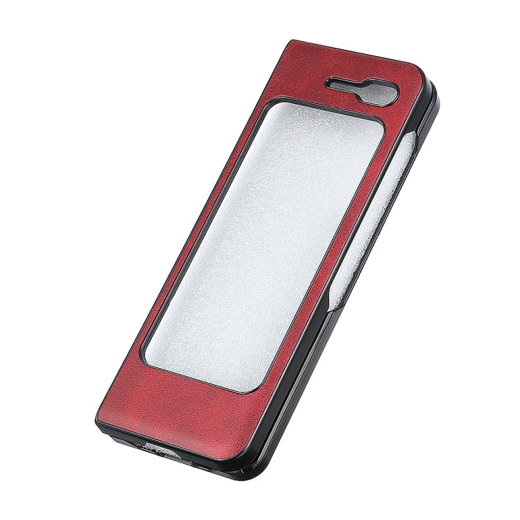 For Samsung Galaxy Fold 5G Two-color Cowhide Texture Top-grain Leather + PC + TPU Shockproof Protective Case