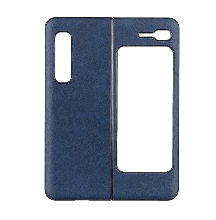 For Samsung Galaxy Fold 5G Two-color Cowhide Texture Top-grain Leather + PC + TPU Shockproof Protective Case