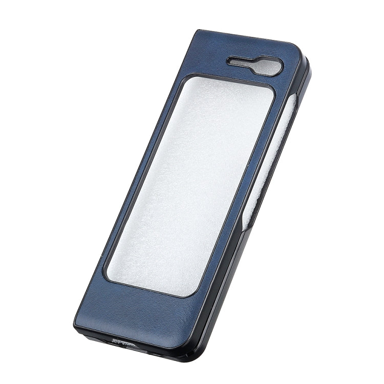 For Samsung Galaxy Fold 5G Two-color Cowhide Texture Top-grain Leather + PC + TPU Shockproof Protective Case