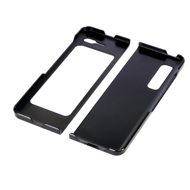 For Samsung Galaxy Fold 5G Two-color Cowhide Texture Top-grain Leather + PC + TPU Shockproof Protective Case